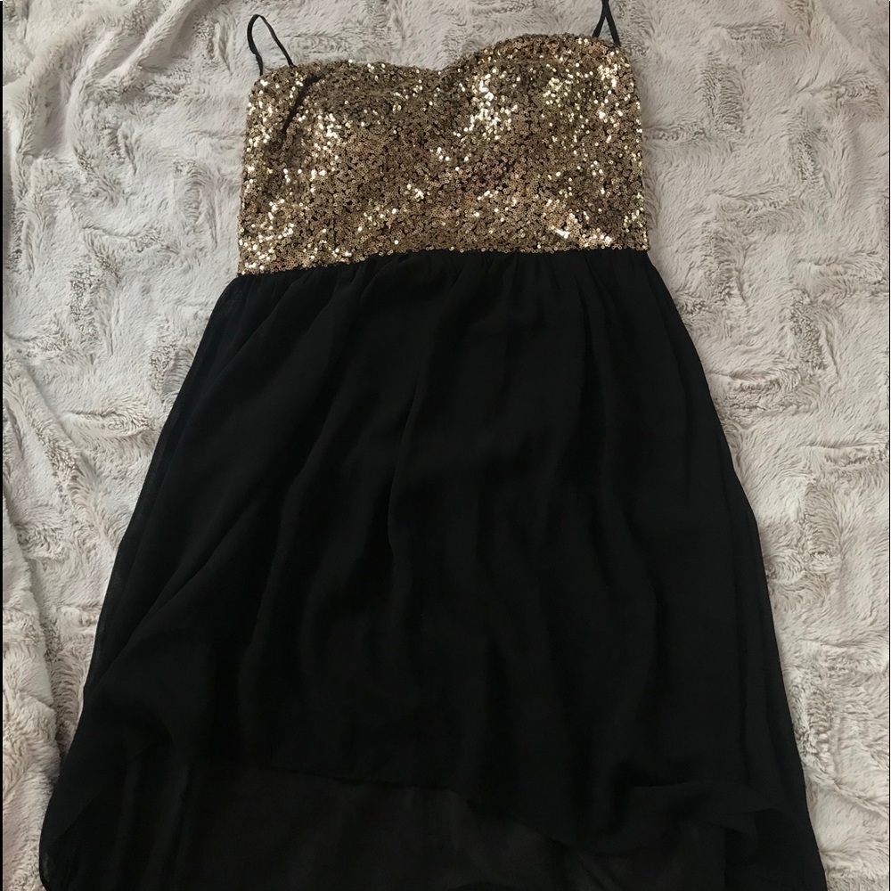 gold high-low HOLIDAY DRESS